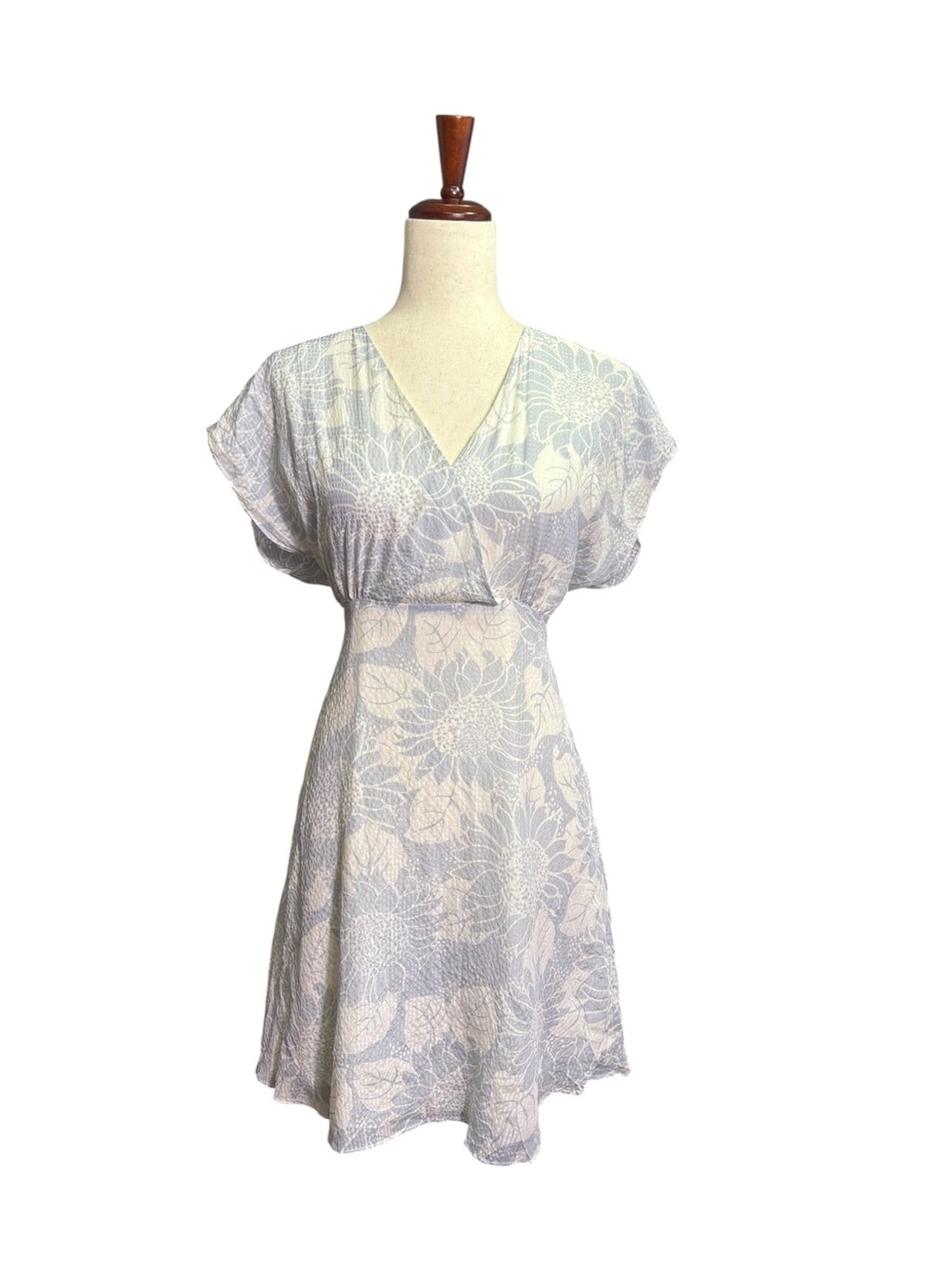 Madewell 100% Silk Blue Floral Faux Wrap Dress Cottagecore Size 8